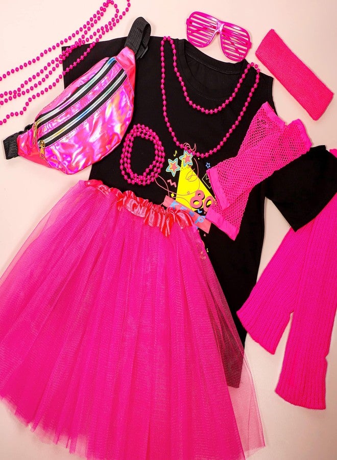 SOMSOC 13 Pieces Girls 80s Outfit for Kids Halloween Costume Accessories Set for Cosplay 1980s Party - Image 4